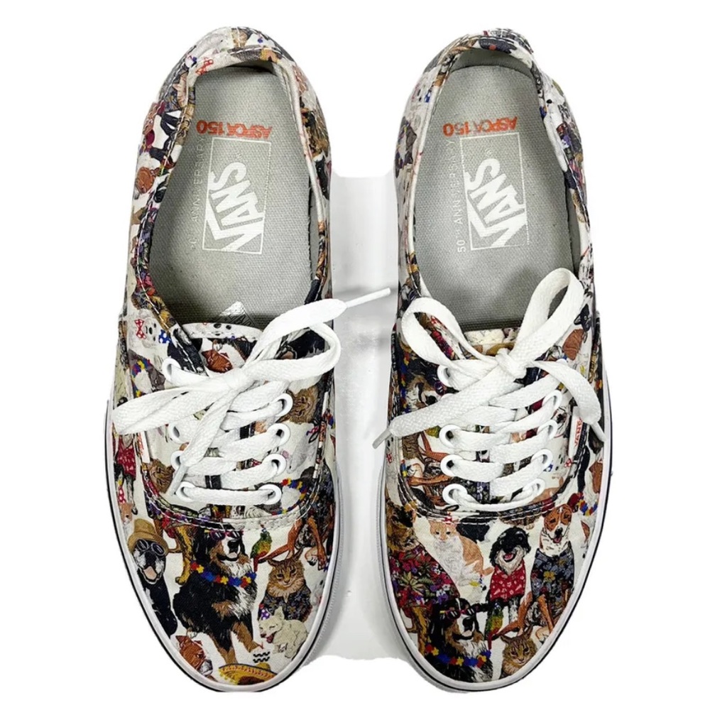 Vans x ASPCA 50th Anniversary Authentic Dog Cat Party Skate Shoes Size M 8/W 9.5